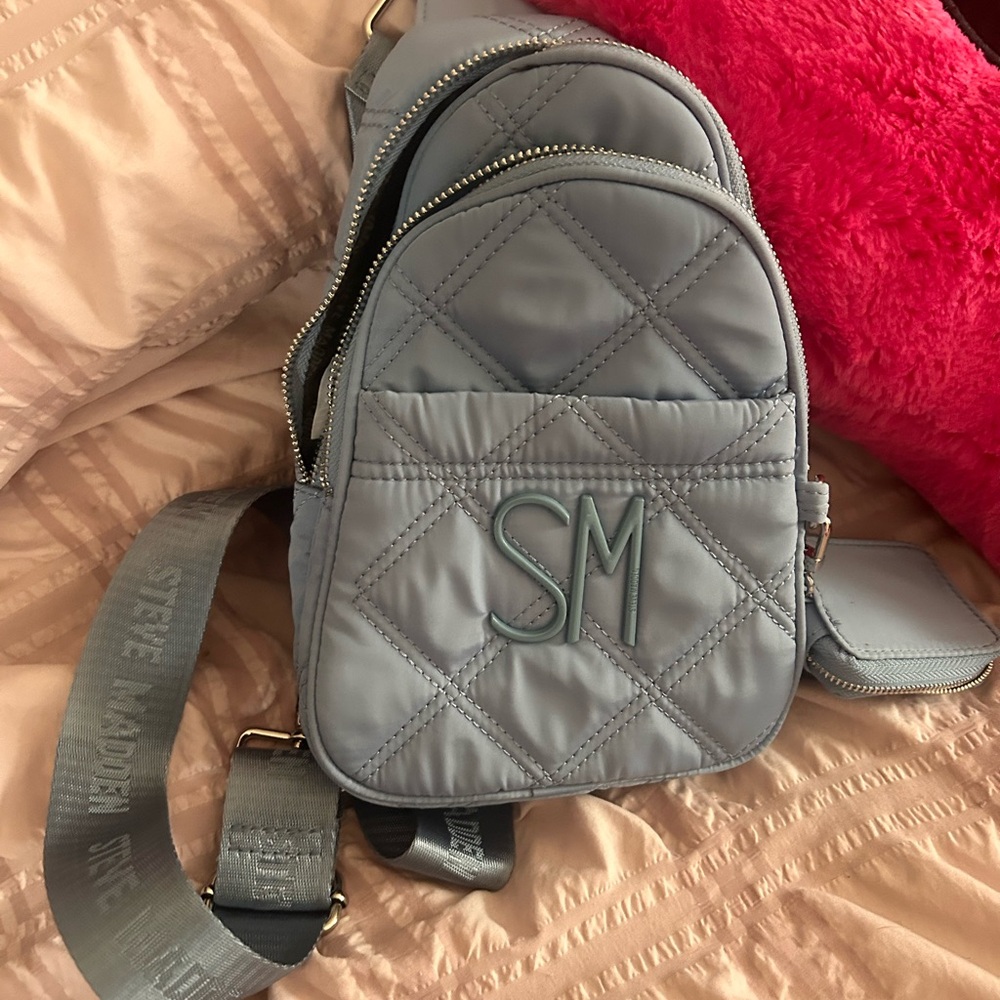 Steve Madden Quilted Light Blue Mini Backpack